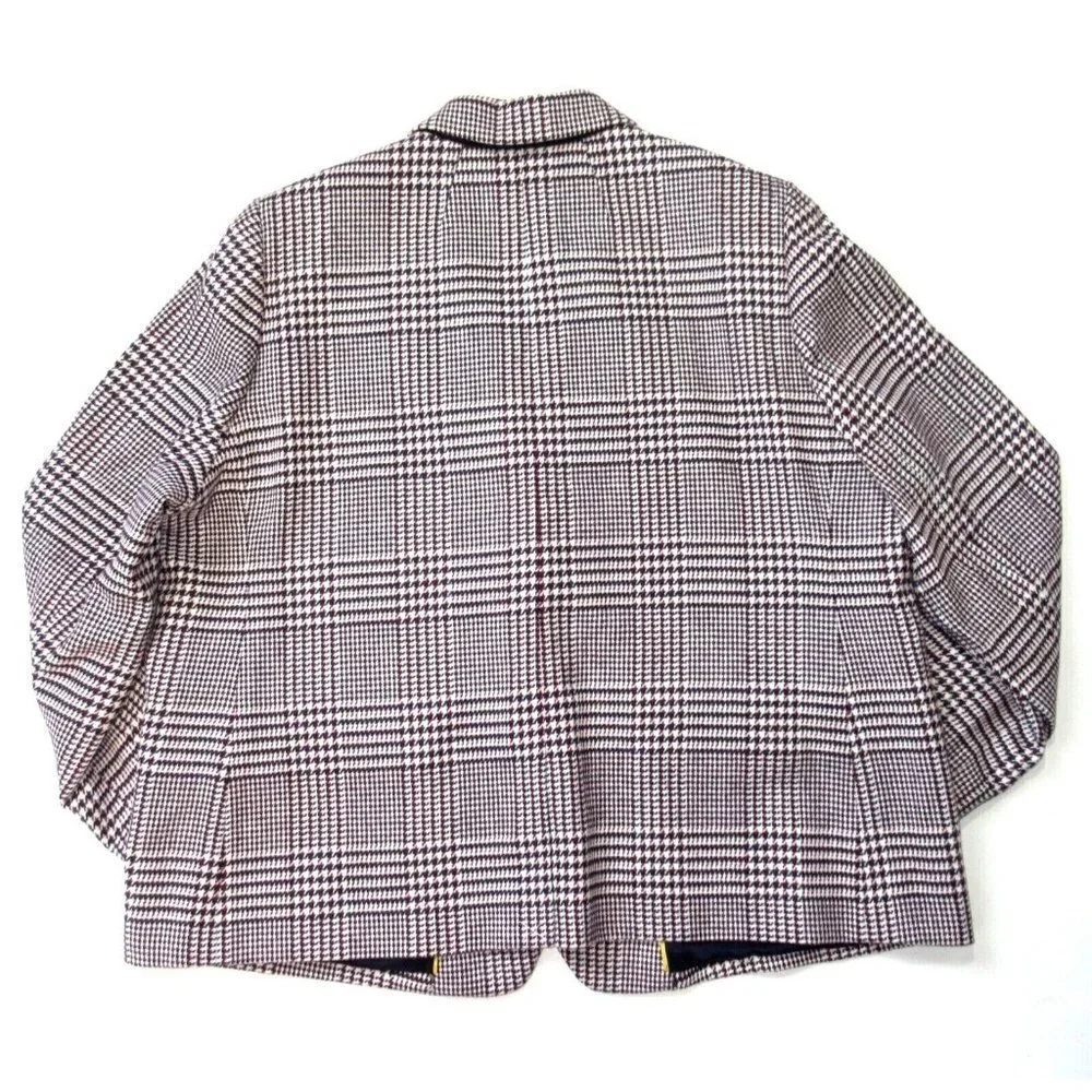 NWT J.Crew Boyfriend Blazer in Ivory Burgundy Shadow Houndstooth Wool Jacket 22